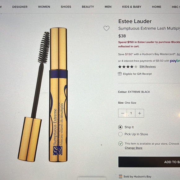 SOLD Estée Lauder sumptuous extreme lash multiplying volume mascara